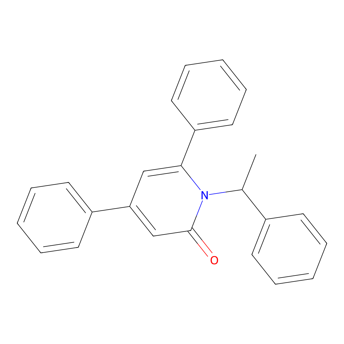 4,6-Diphenyl-1-(1-phenylethyl)pyridin-2-one molecular structure, CAS 76435-87-5