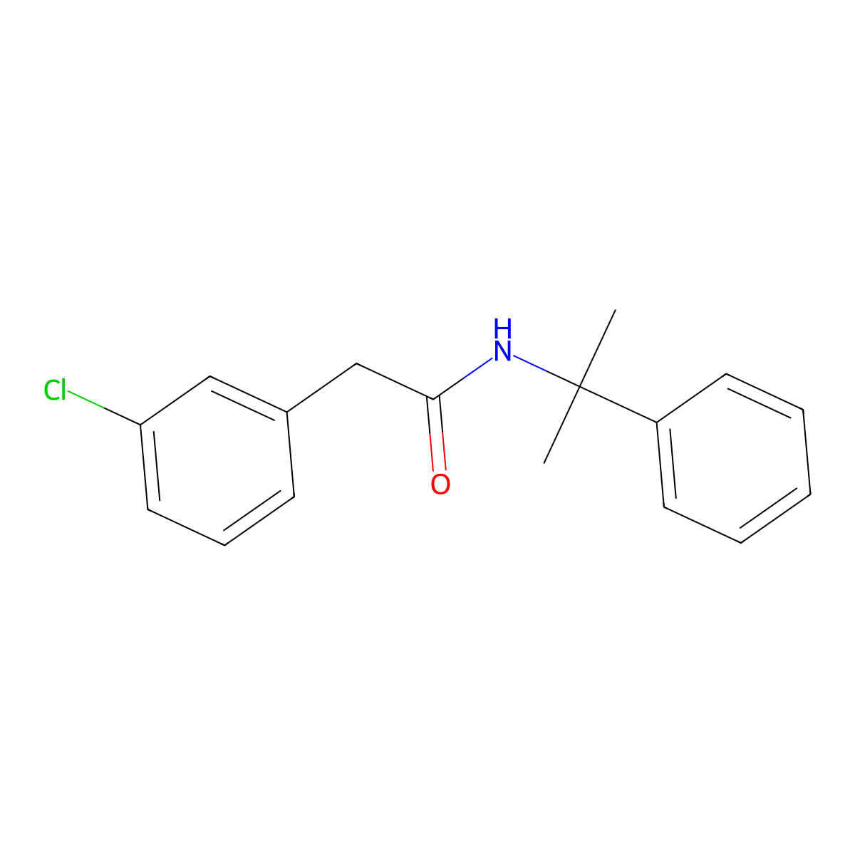 2-(3-Chlorophenyl)-N-(2-phenylpropan-2-yl)acetamide molecular structure, CAS 76440-30-7
