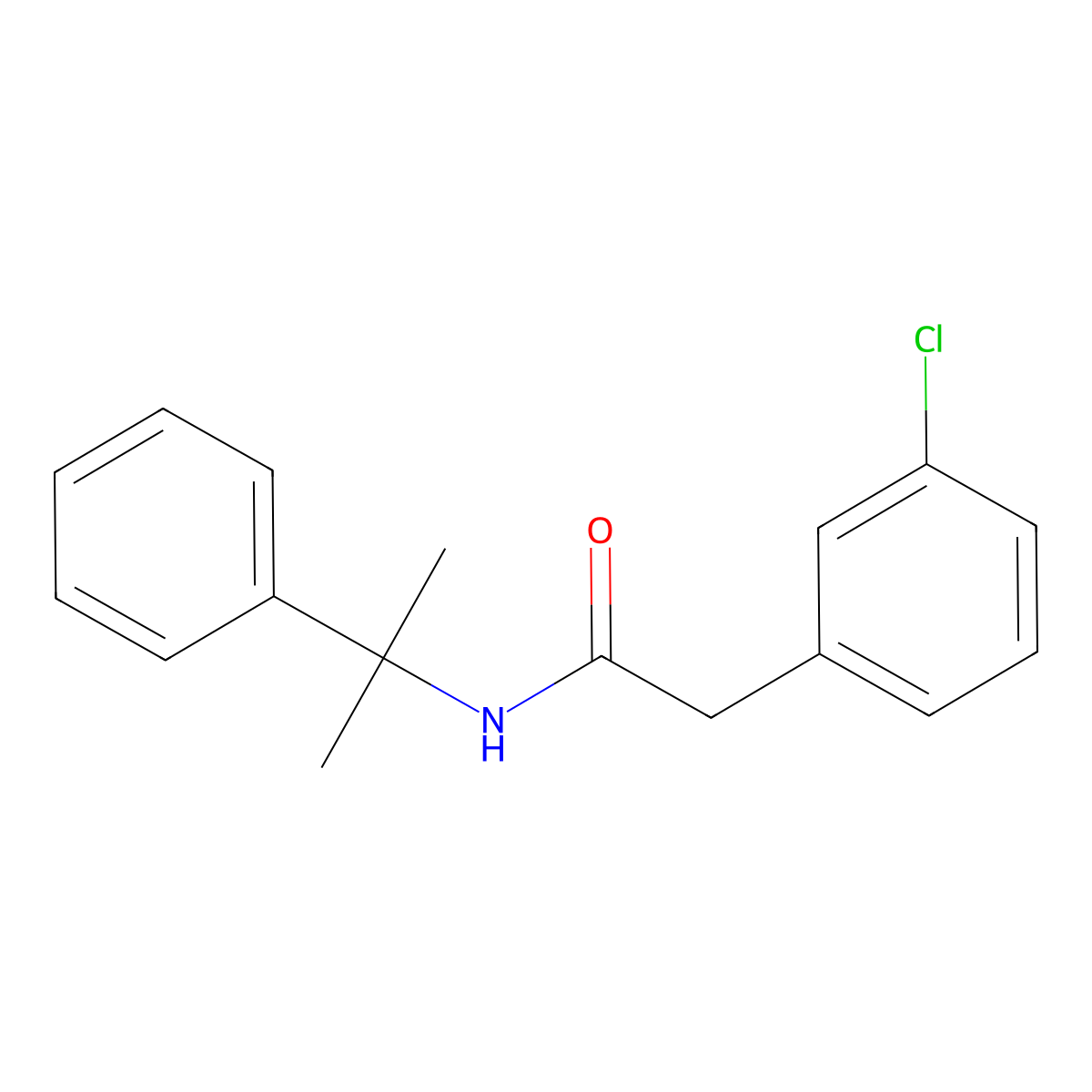 2-(3-Chlorophenyl)-N-(2-phenylpropan-2-yl)acetamide molecular structure, CAS 76440-30-7