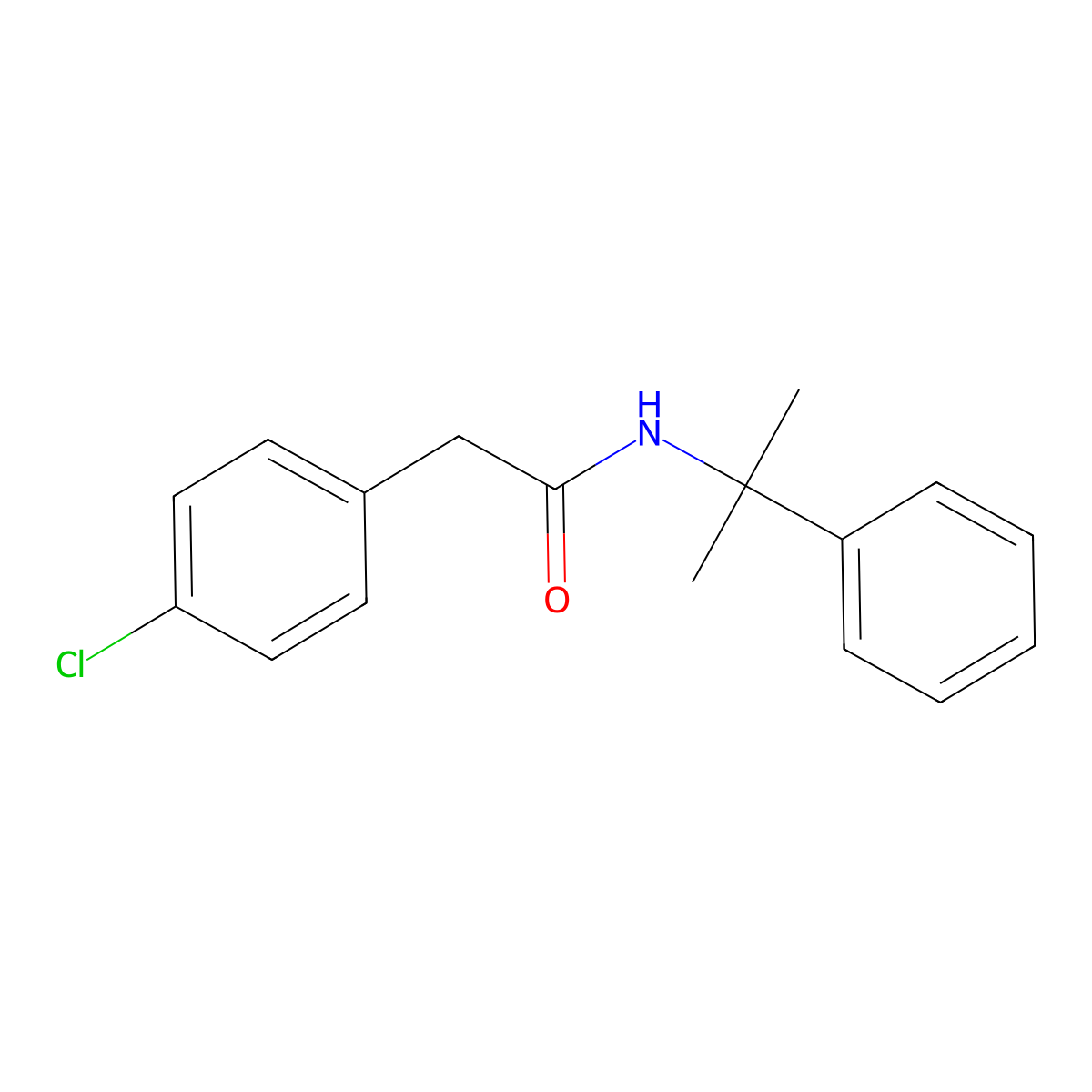 2-(4-Chlorophenyl)-N-(2-phenylpropan-2-yl)acetamide molecular structure, CAS 76440-31-8
