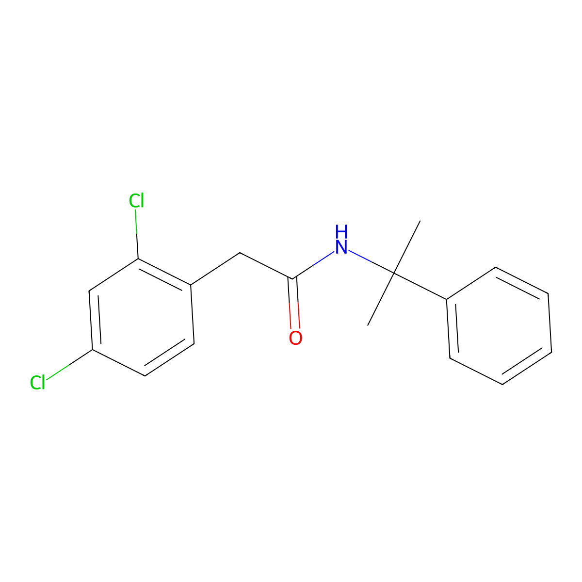 2-(2,4-Dichlorophenyl)-N-(2-phenylpropan-2-yl)acetamide molecular structure, CAS 76440-34-1