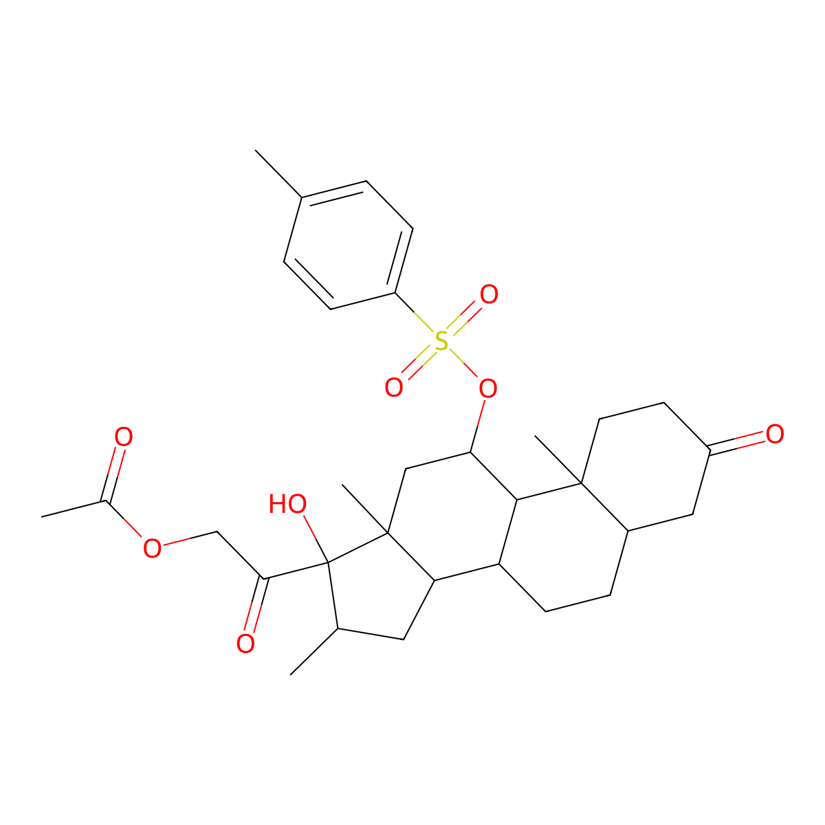 [2-[(5S,8S,9S,10S,11R,13S,14S,16R,17R)-17-hydroxy-10,13,16-trimethyl-11-(4-methylphenyl)sulfonyloxy-3-oxo-2,4,5,6,7,8,9,11,12,14,15,16-dodecahydro-1H-cyclopenta[a]phenanthren-17-yl]-2-oxoethyl] acetate molecular structure, CAS 7645-58-1