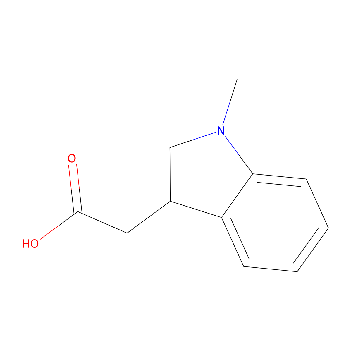 2-(1-methyl-2,3-dihydro-1H-indol-3-yl)acetic acid molecular structure, CAS 764591-64-2