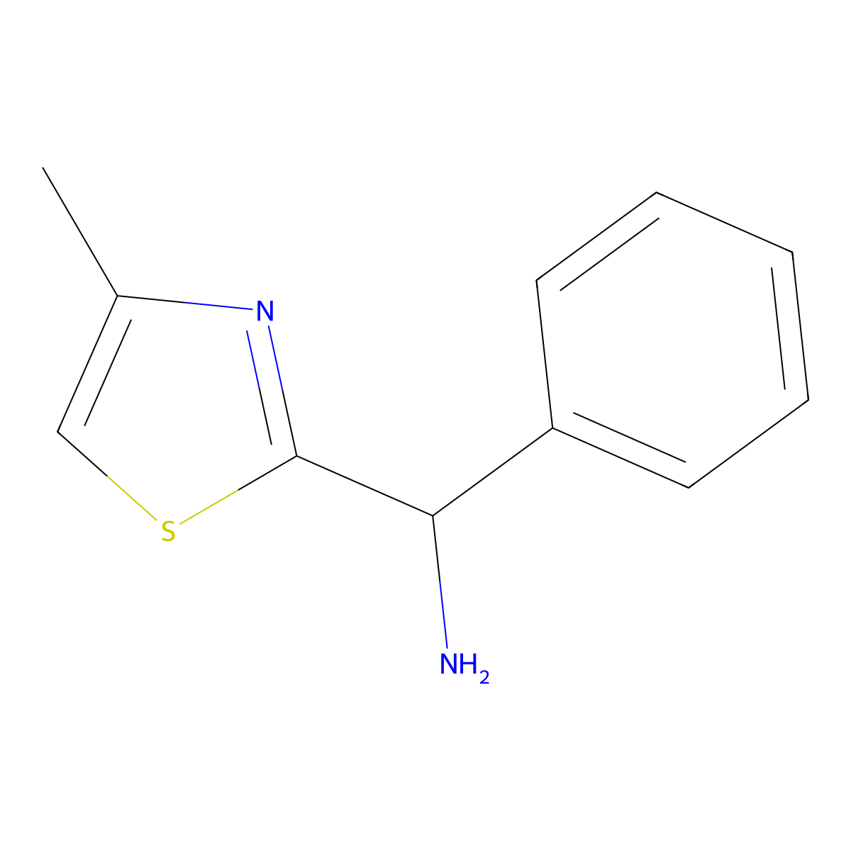 (4-Methylthiazol-2-yl)(phenyl)methanamine molecular structure, CAS 764617-68-7