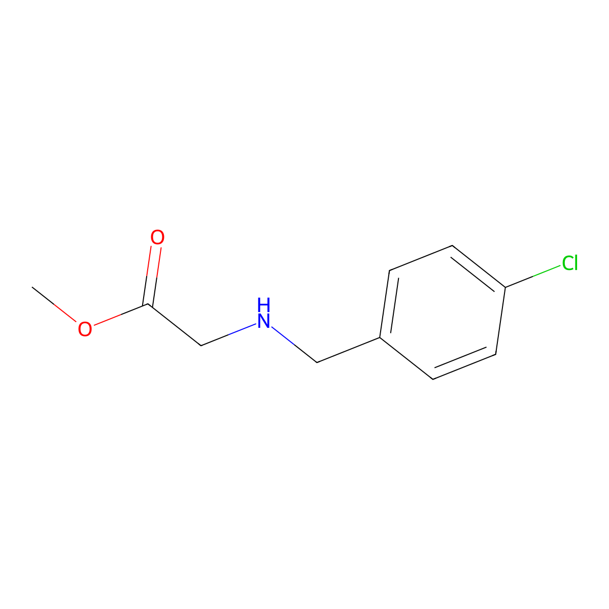 Methyl 2-{[(4-chlorophenyl)methyl]amino}acetate molecular structure, CAS 764621-38-7