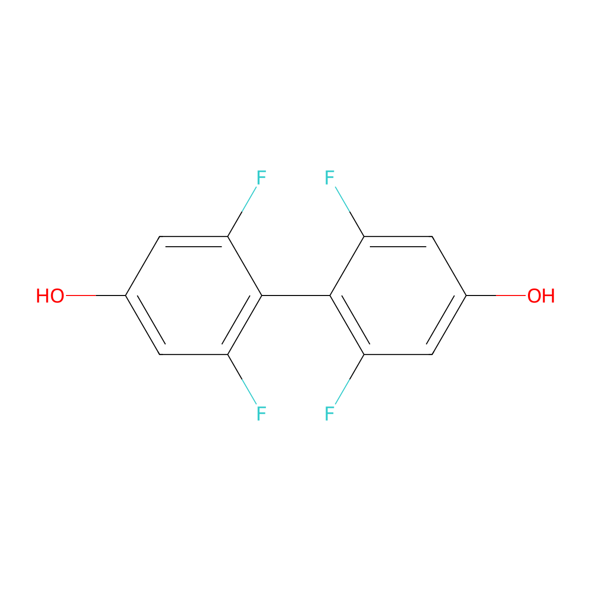 2,2',6,6'-Tetrafluoro-[1,1'-biphenyl]-4,4'-diol molecular structure, CAS 76463-15-5