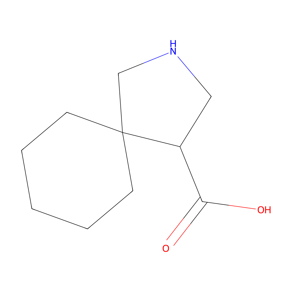 (4R)-2-Aza-spiro[4.5]decane-4-carboxylic acid molecular structure, CAS 764633-87-6
