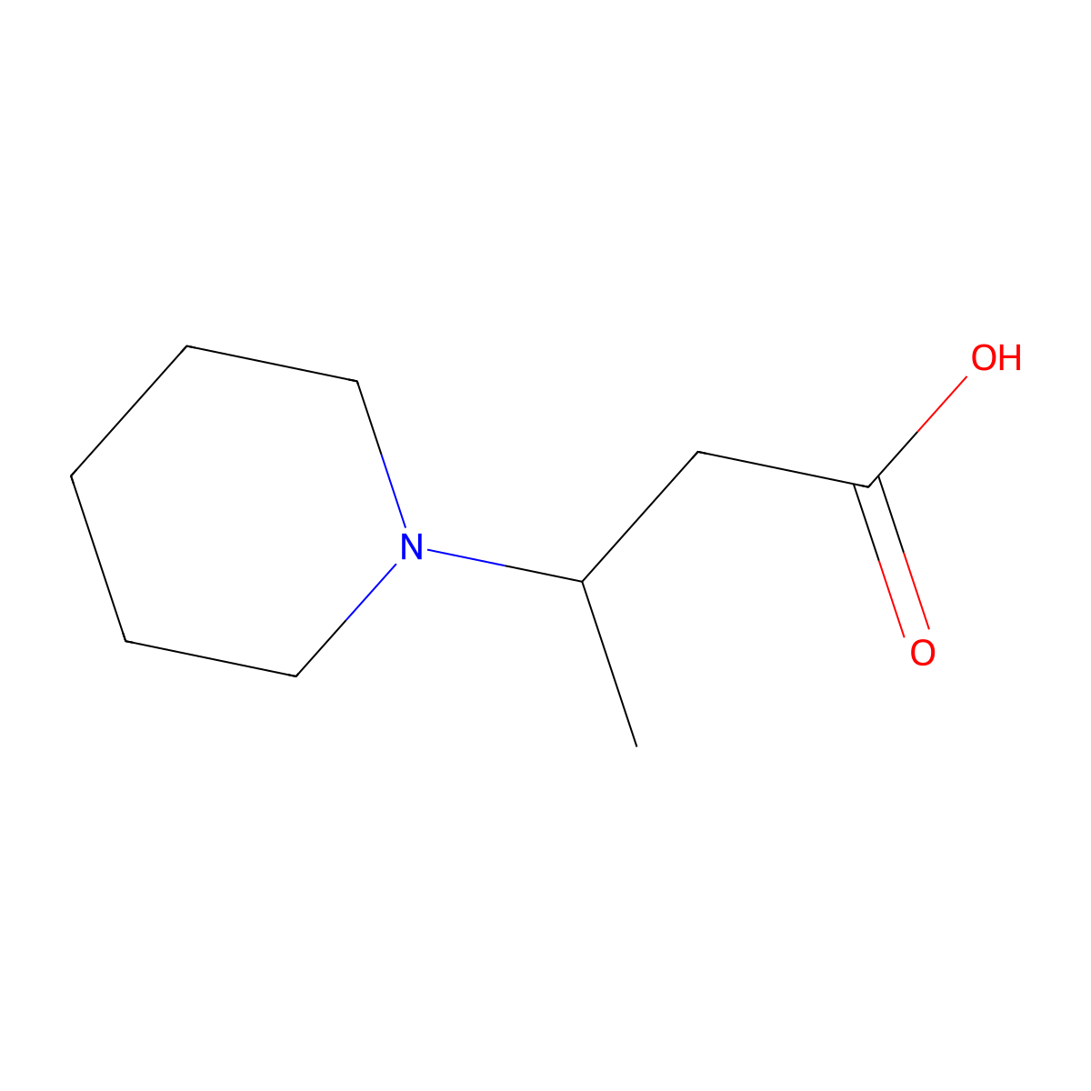 3-(1-Piperidinyl)butanoic acid molecular structure, CAS 764633-91-2