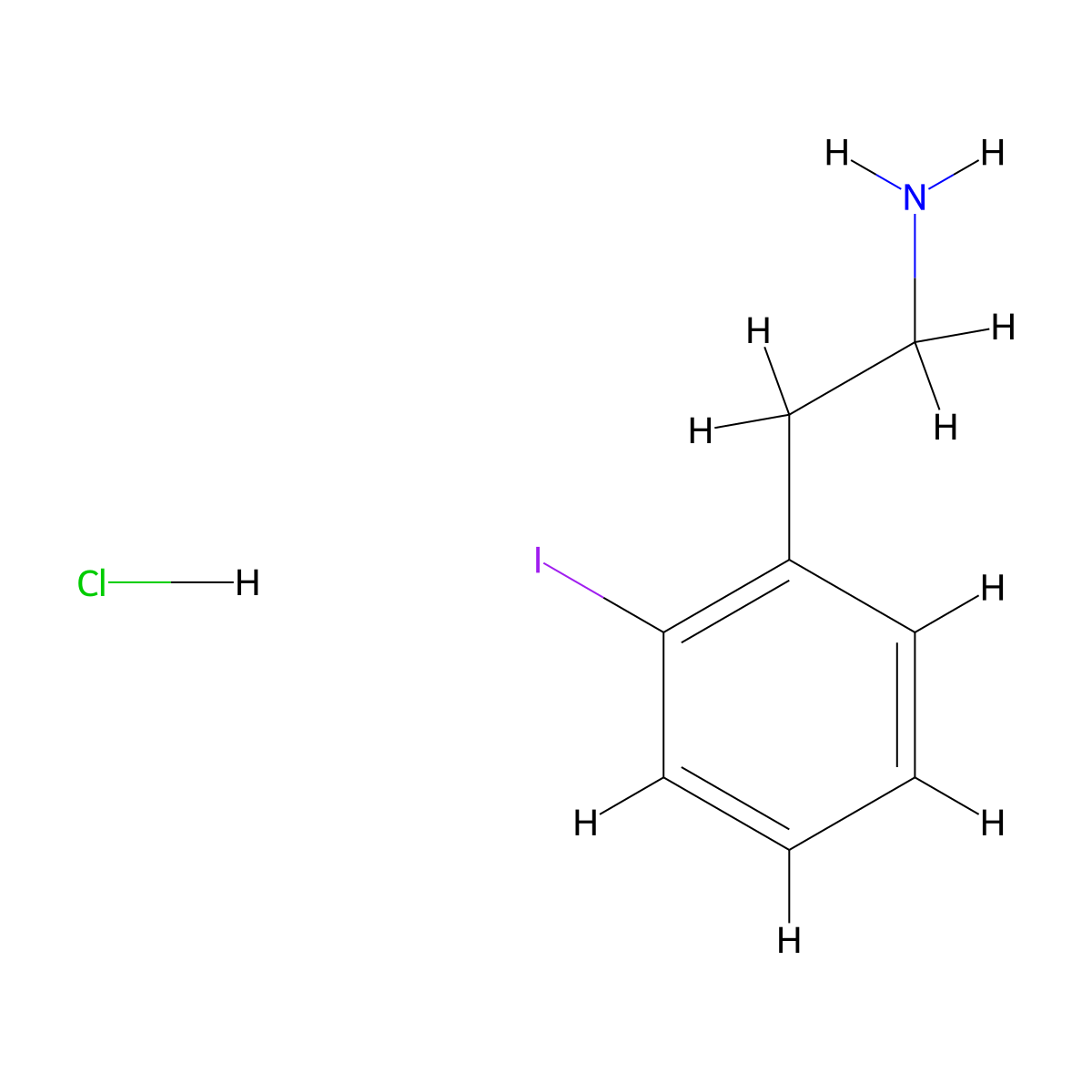 Benzeneethanamine, 2-iodo-, hydrochloride molecular structure, CAS 76464-97-6