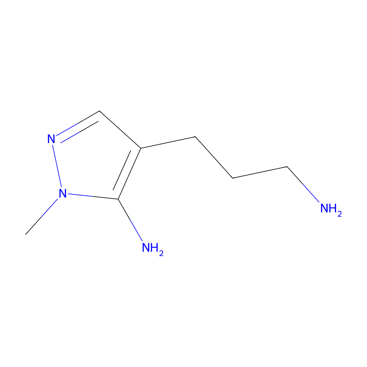 4-(3-Aminopropyl)-1-methyl-1H-pyrazol-5-amine molecular structure, CAS 764642-91-3