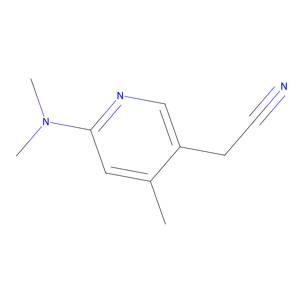2-(6-(Dimethylamino)-4-methylpyridin-3-yl)acetonitrile molecular structure, CAS 764651-70-9