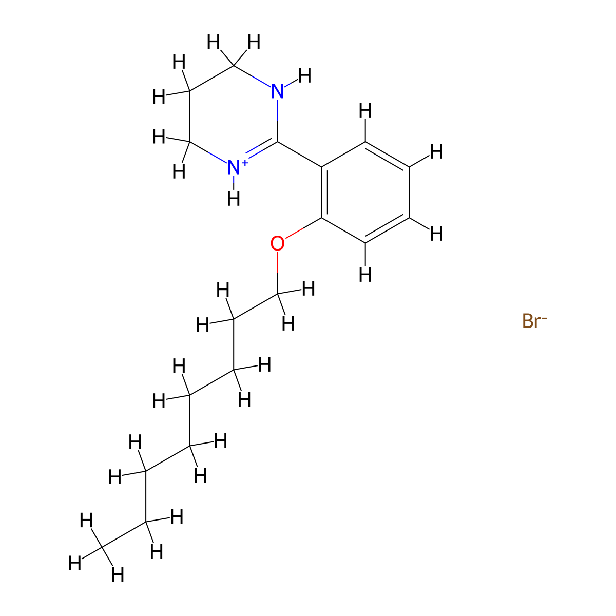 2-(2-(Octyloxy)phenyl)-1,4,5,6-tetrahydropyrimidin-3-ium bromide molecular structure, CAS 764653-81-8