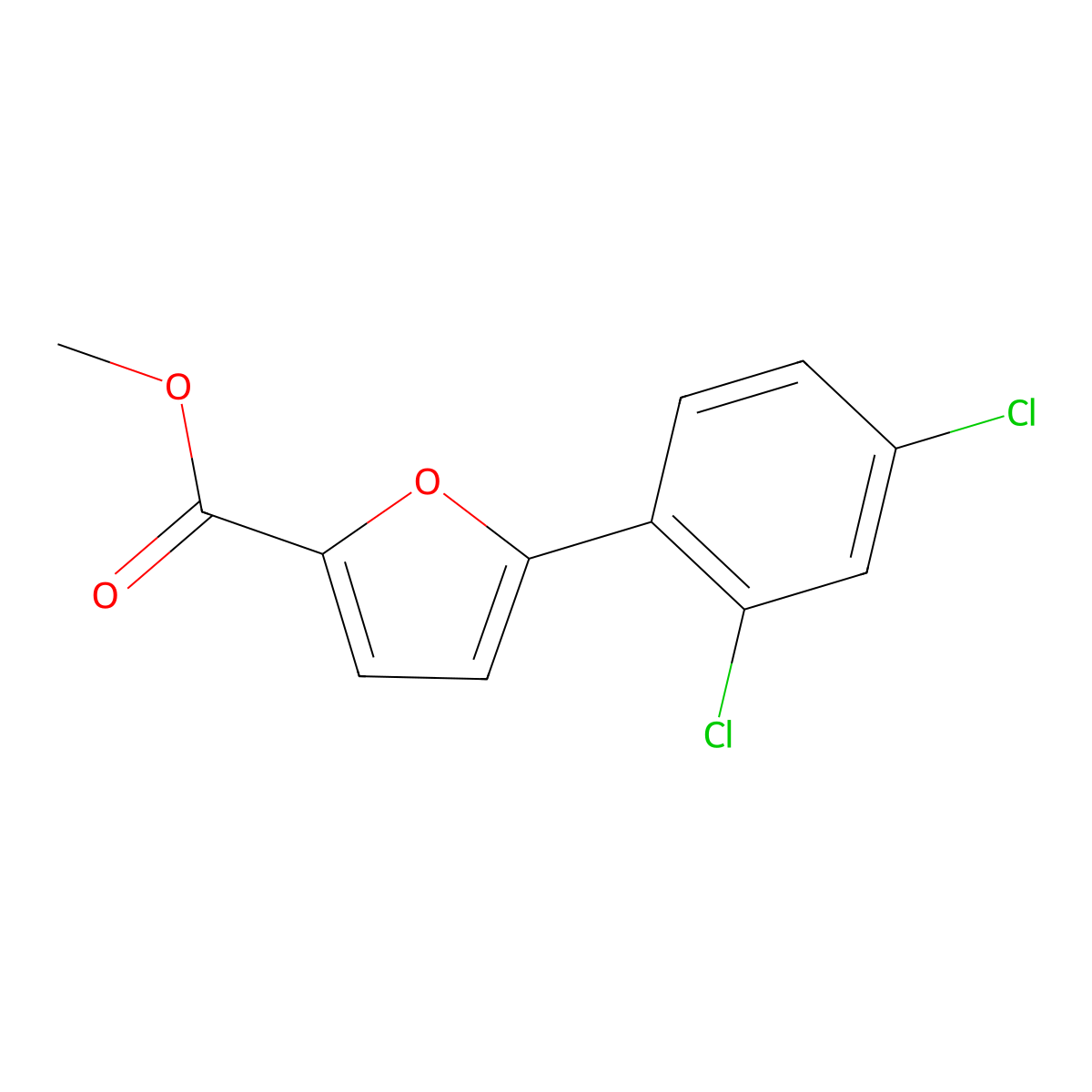 Methyl 5-(2,4-dichlorophenyl)furan-2-carboxylate molecular structure, CAS 764657-69-4
