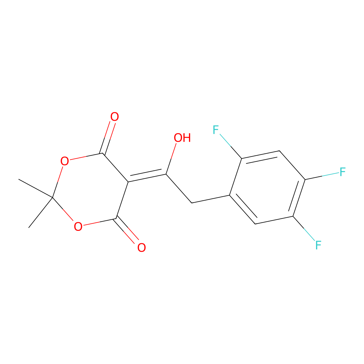 5-(1-Hydroxy-2-(2,4,5-trifluorophenyl)ethylidene)-2,2-dimethyl-1,3-dioxane-4,6-dione molecular structure, CAS 764667-64-3