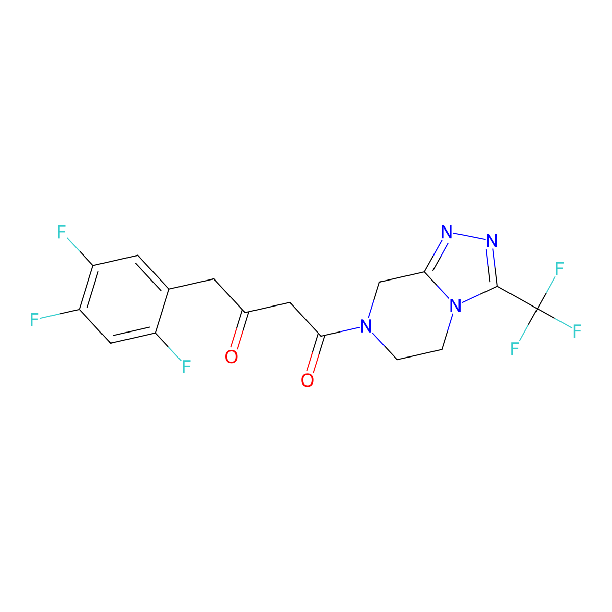 1-(3-(trifluoromethyl)-5,6-dihydro(1,2,4)triazolo(4,3-a)pyrazin-7(8H)-yl)-4-(2,4,5-trifluorophenyl)butane-1,3-dione molecular structure, CAS 764667-65-4