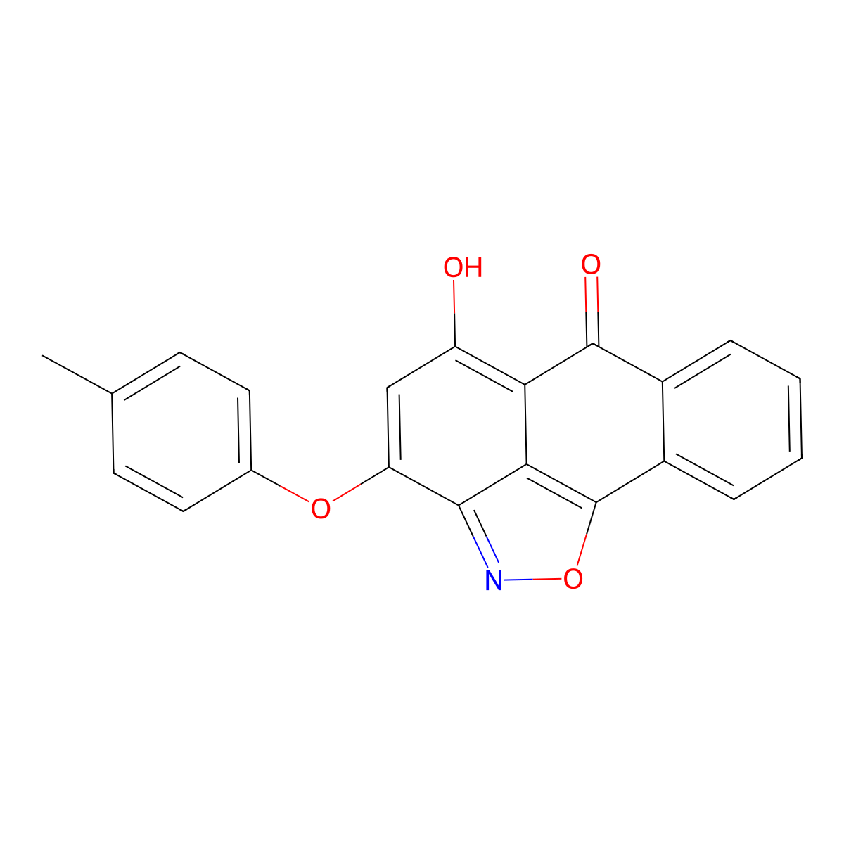 5-hydroxy-3-(p-tolyloxy)-6H-anthra[1,9-cd]isoxazol-6-one molecular structure, CAS 76469-58-4