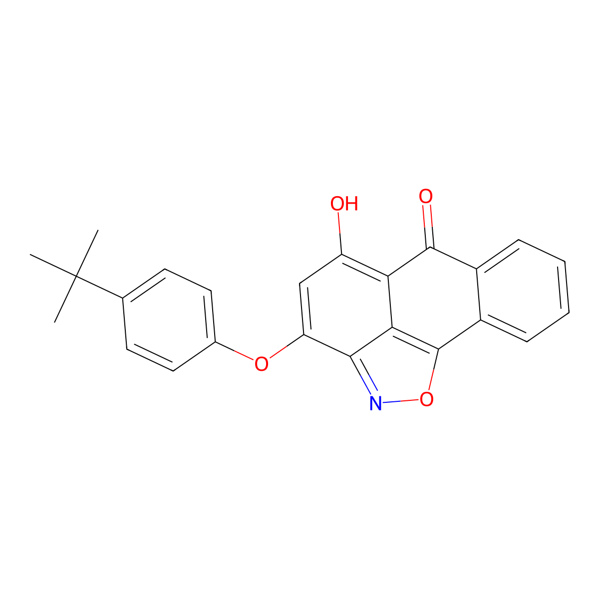 3-(4-(tert-butyl)phenoxy)-5-hydroxy-6H-anthra[1,9-cd]isoxazol-6-one molecular structure, CAS 76469-61-9