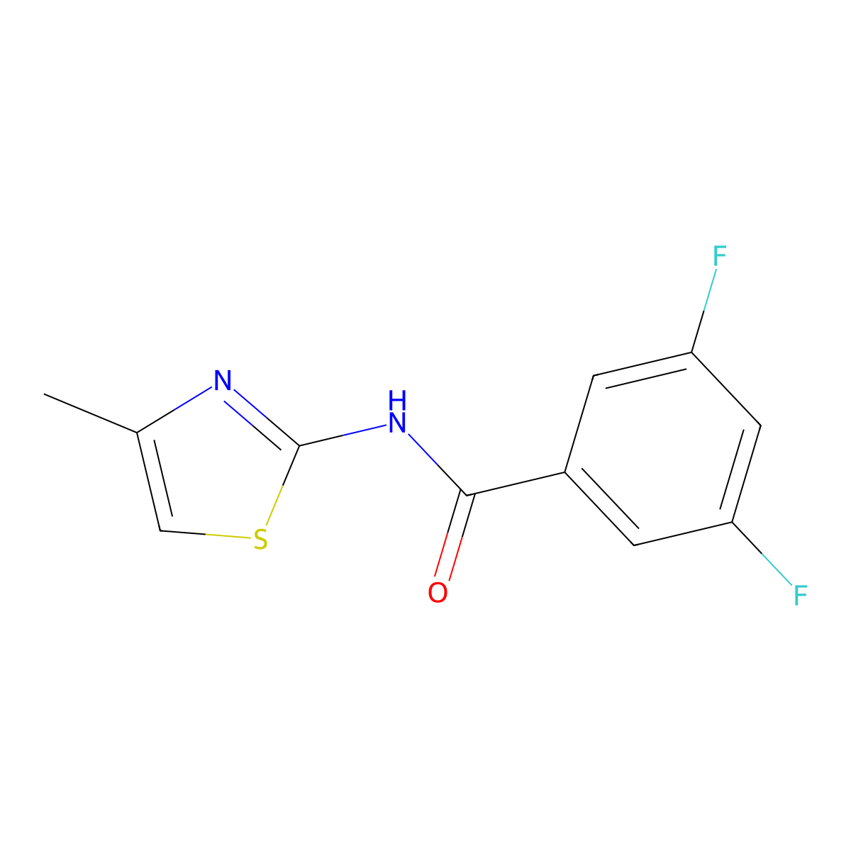 3,5-difluoro-N-(4-methyl-1,3-thiazol-2-yl)benzamide molecular structure, CAS 764692-53-7