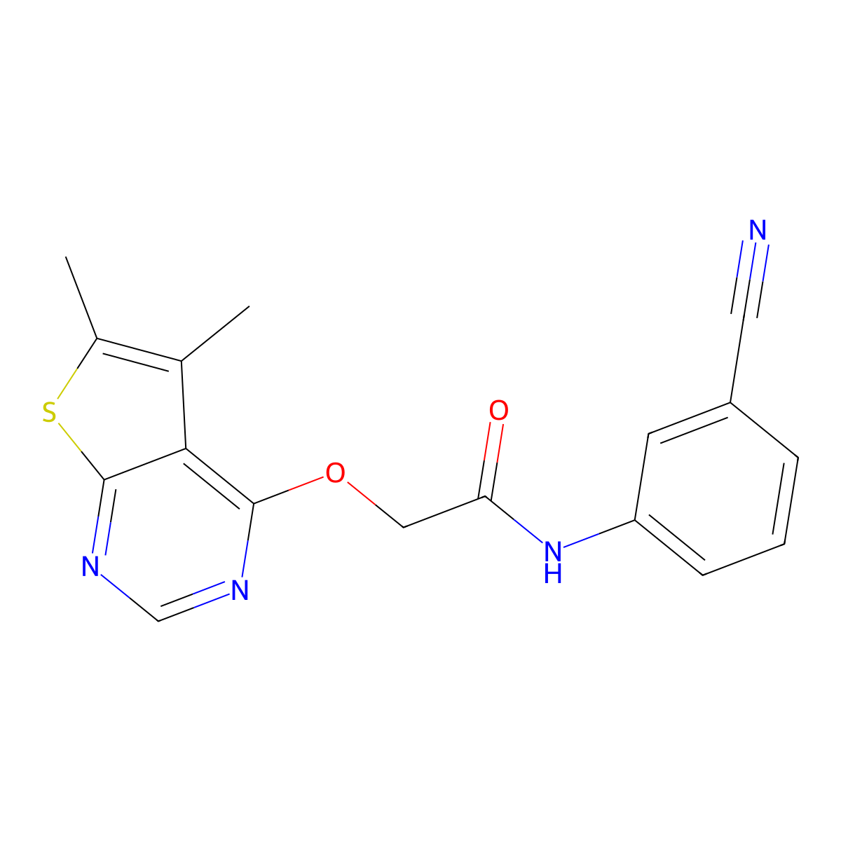 N-(3-Cyanophenyl)-2-((5,6-dimethylthieno[2,3-d]pyrimidin-4-yl)oxy)acetamide molecular structure, CAS 764694-25-9