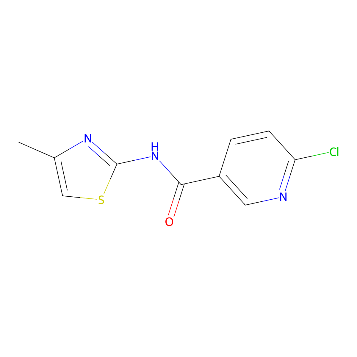 6-chloro-N-(4-methyl-1,3-thiazol-2-yl)pyridine-3-carboxamide molecular structure, CAS 764695-40-1