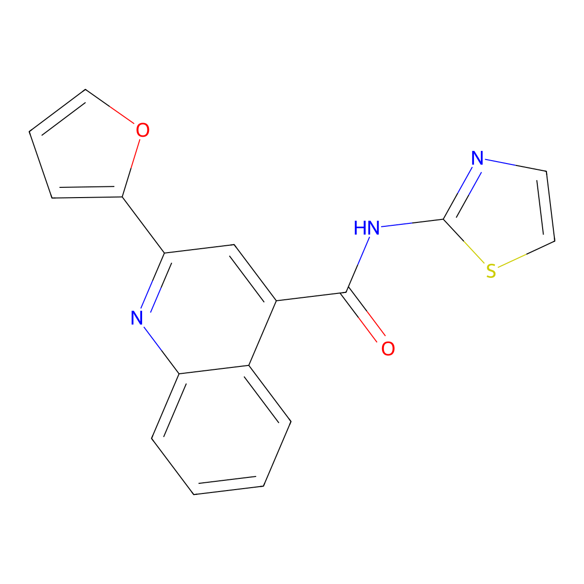 2-(furan-2-yl)-N-(1,3-thiazol-2-yl)quinoline-4-carboxamide molecular structure, CAS 764698-84-2