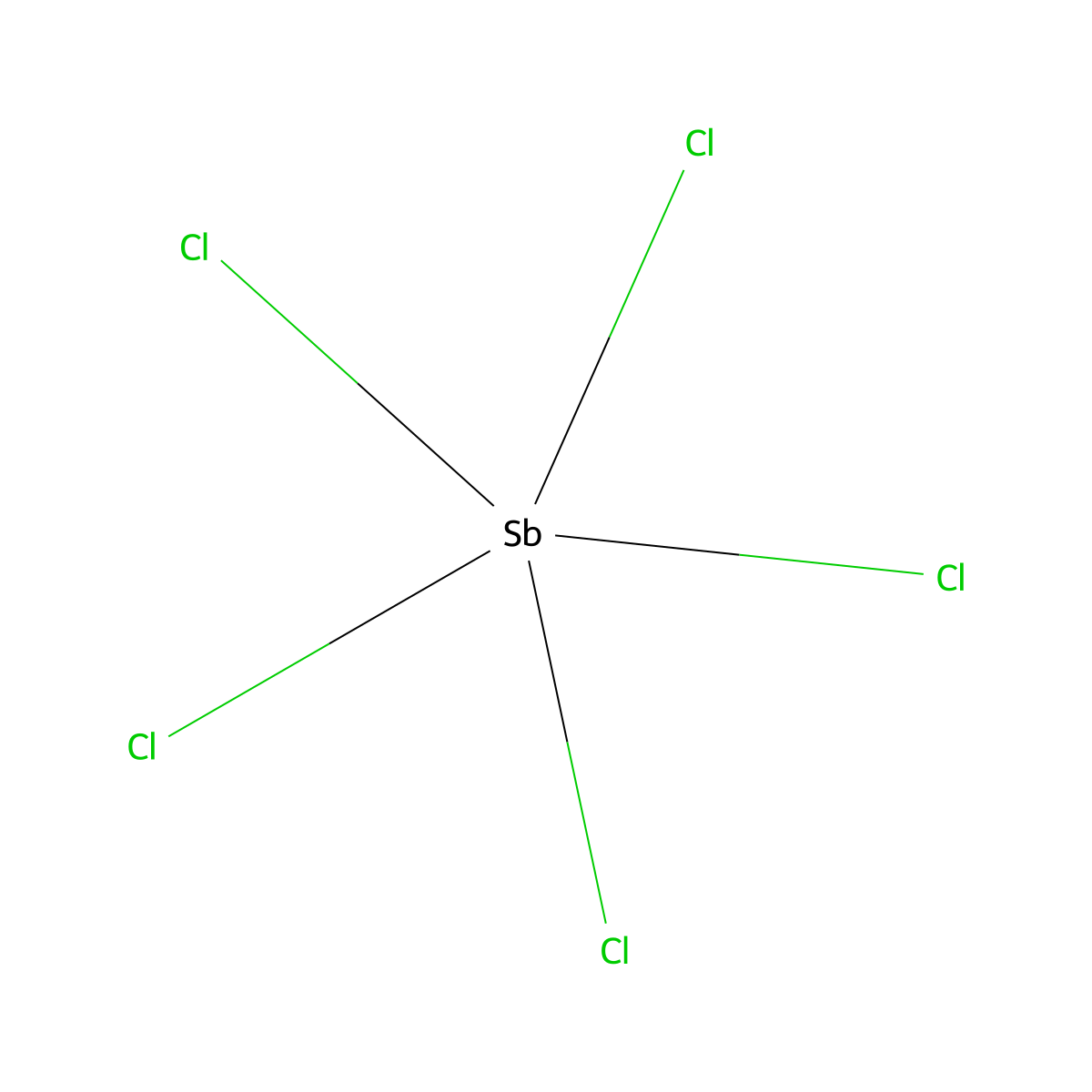 Antimony pentachloride molecular structure, CAS 7647-18-9