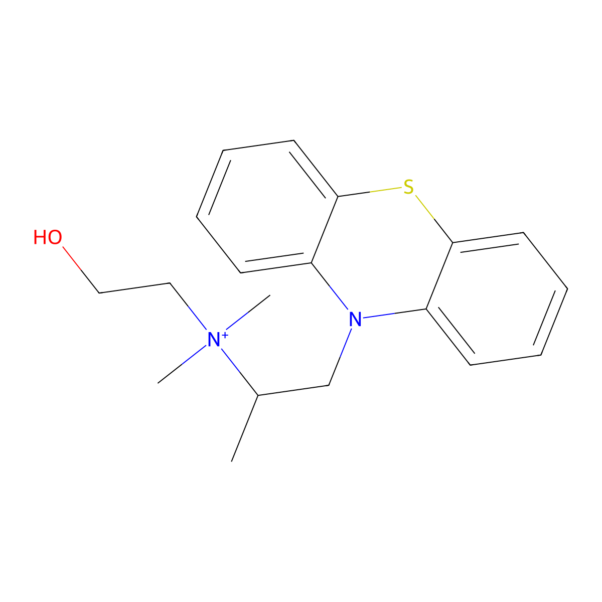 Hydroxyethylpromethazine molecular structure, CAS 7647-63-4