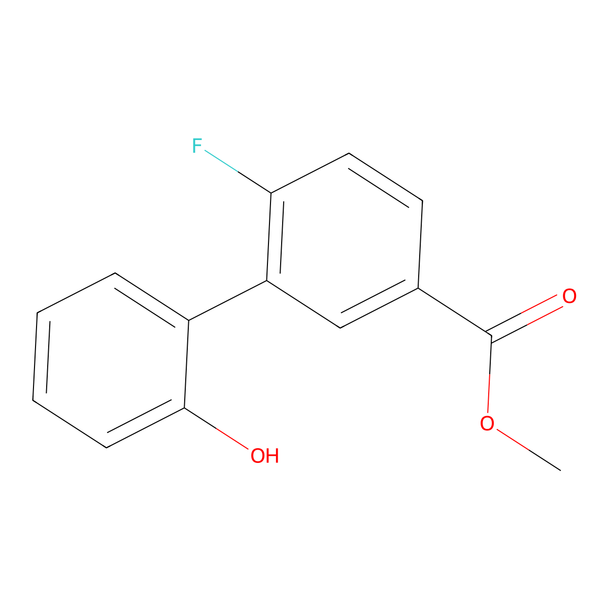 2-(2-Fluoro-5-methoxycarbonylphenyl)phenol molecular structure, CAS 764703-61-9