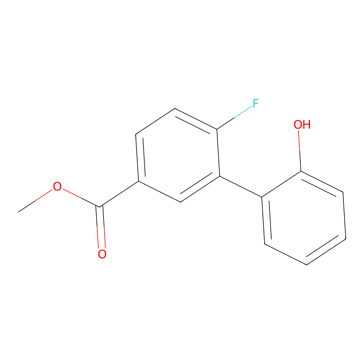 2-(2-Fluoro-5-methoxycarbonylphenyl)phenol molecular structure, CAS 764703-61-9