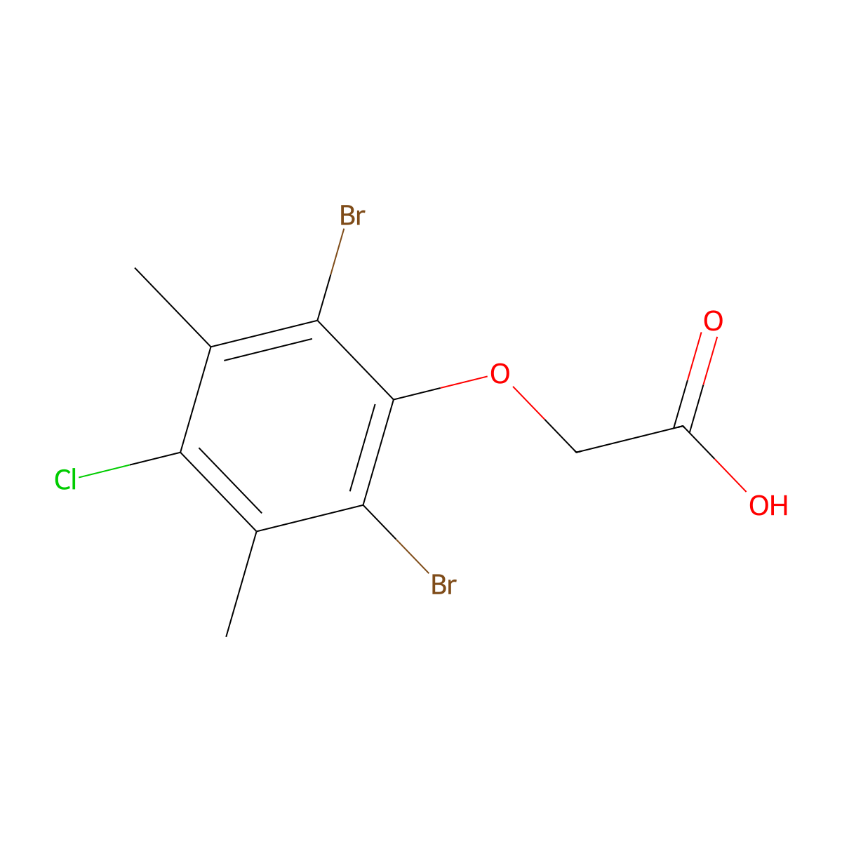 (2,6-Dibromo-4-chloro-3,5-dimethylphenoxy)acetic acid molecular structure, CAS 764710-09-0