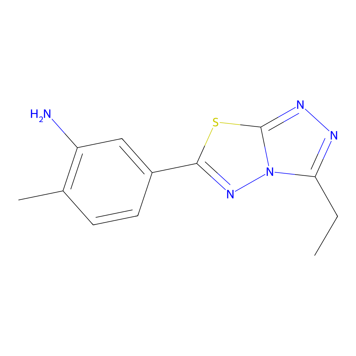5-(3-Ethyl-[1,2,4]triazolo[3,4-b][1,3,4]thiadiazol-6-yl)-2-methylaniline molecular structure, CAS 764710-11-4