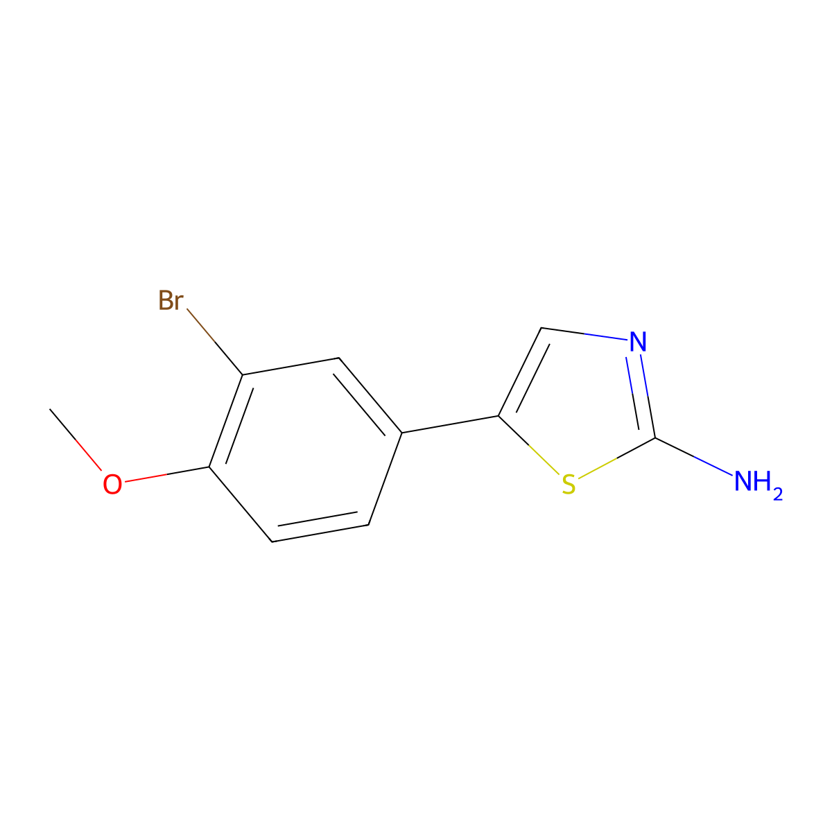 5-(3-Bromo-4-methoxyphenyl)thiazol-2-ylamine molecular structure, CAS 764710-12-5