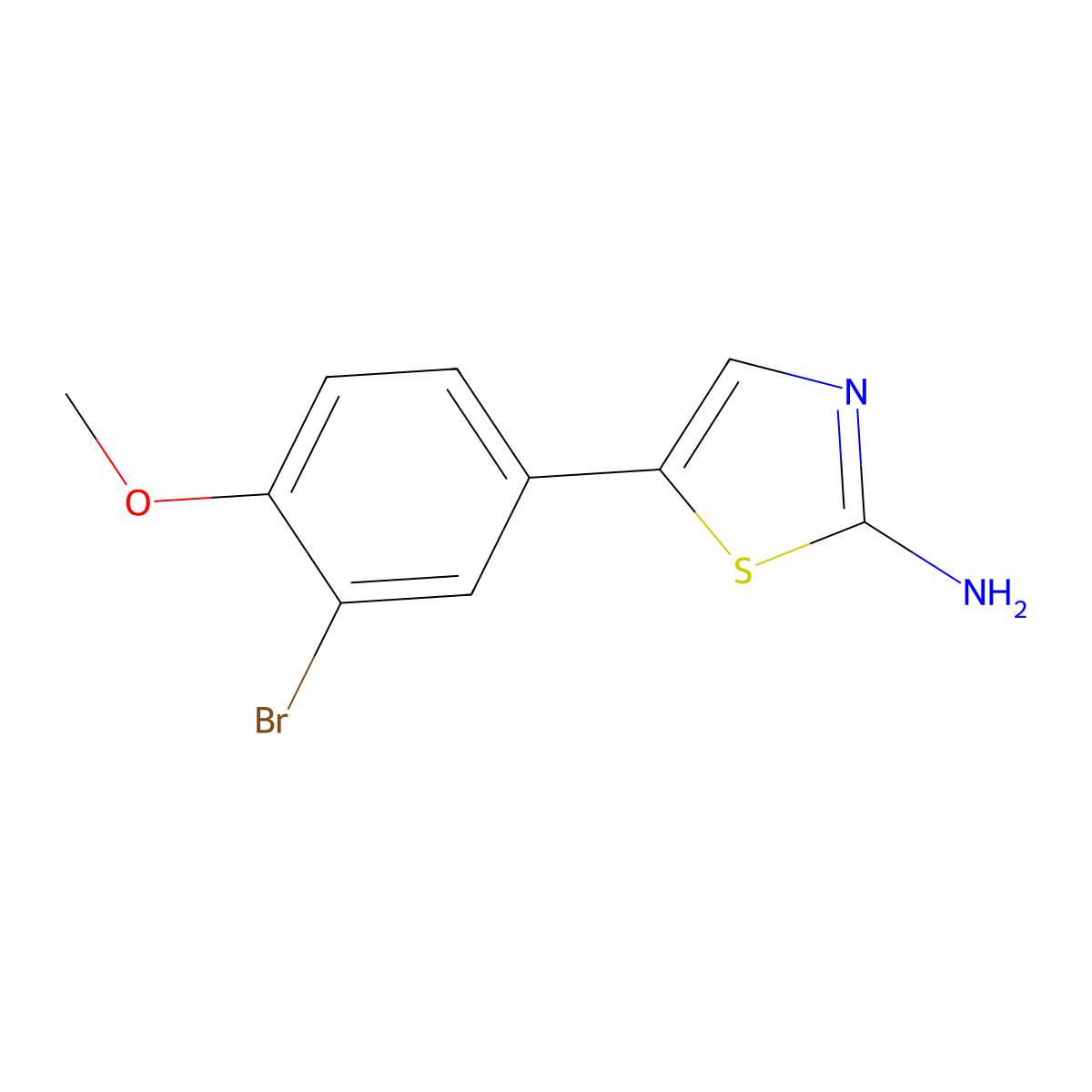 5-(3-Bromo-4-methoxyphenyl)thiazol-2-ylamine molecular structure, CAS 764710-12-5