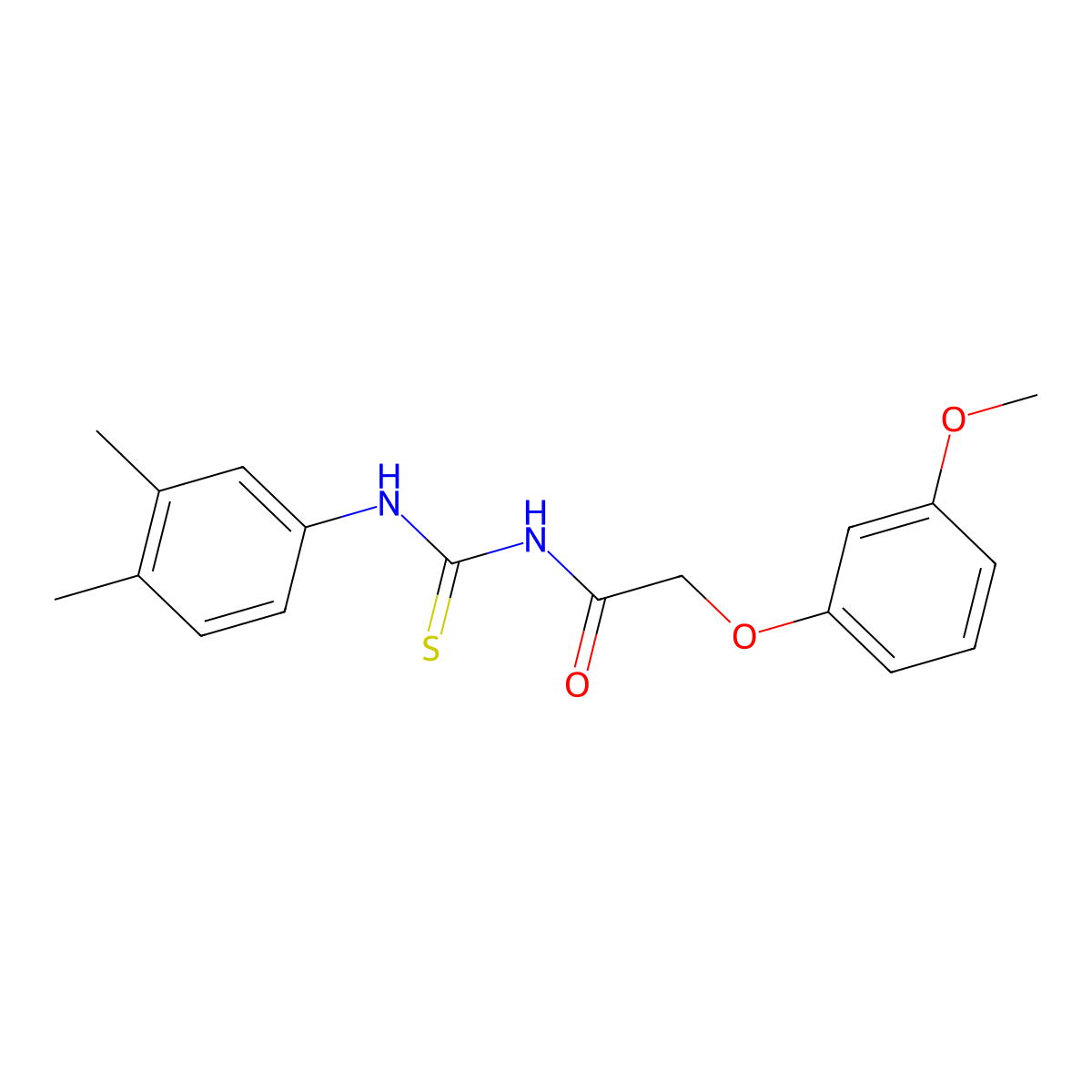 N-[(3,4-dimethylphenyl)carbamothioyl]-2-(3-methoxyphenoxy)acetamide molecular structure, CAS 764710-13-6