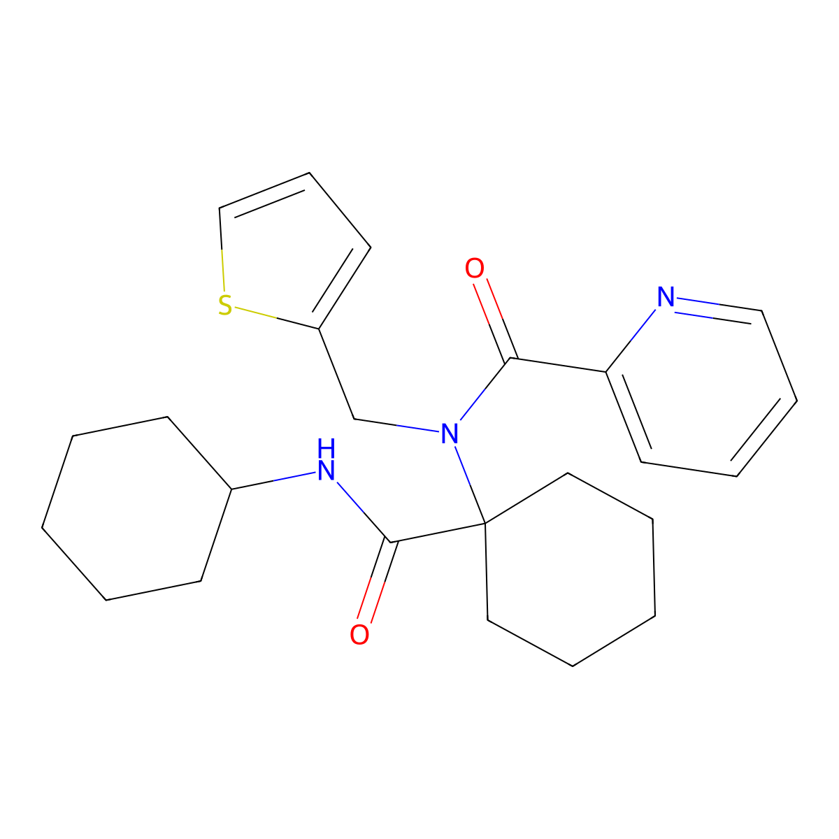 N-[1-[(cyclohexylamino)-oxomethyl]cyclohexyl]-N-(thiophen-2-ylmethyl)-2-pyridinecarboxamide molecular structure, CAS 764712-69-8
