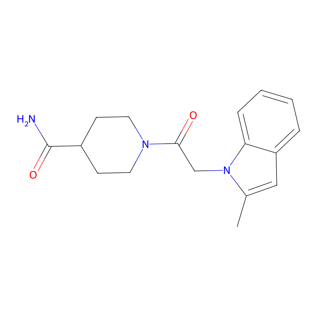 1-[(2-methyl-1H-indol-1-yl)acetyl]piperidine-4-carboxamide molecular structure, CAS 764713-88-4