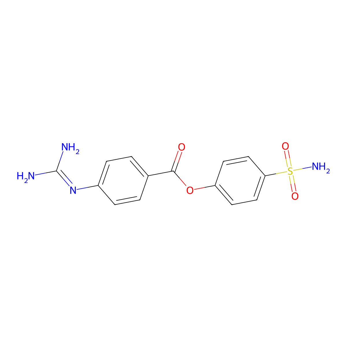 4-(Aminosulfonyl)phenyl 4-((aminoiminomethyl)amino)benzoate molecular structure, CAS 76472-28-1
