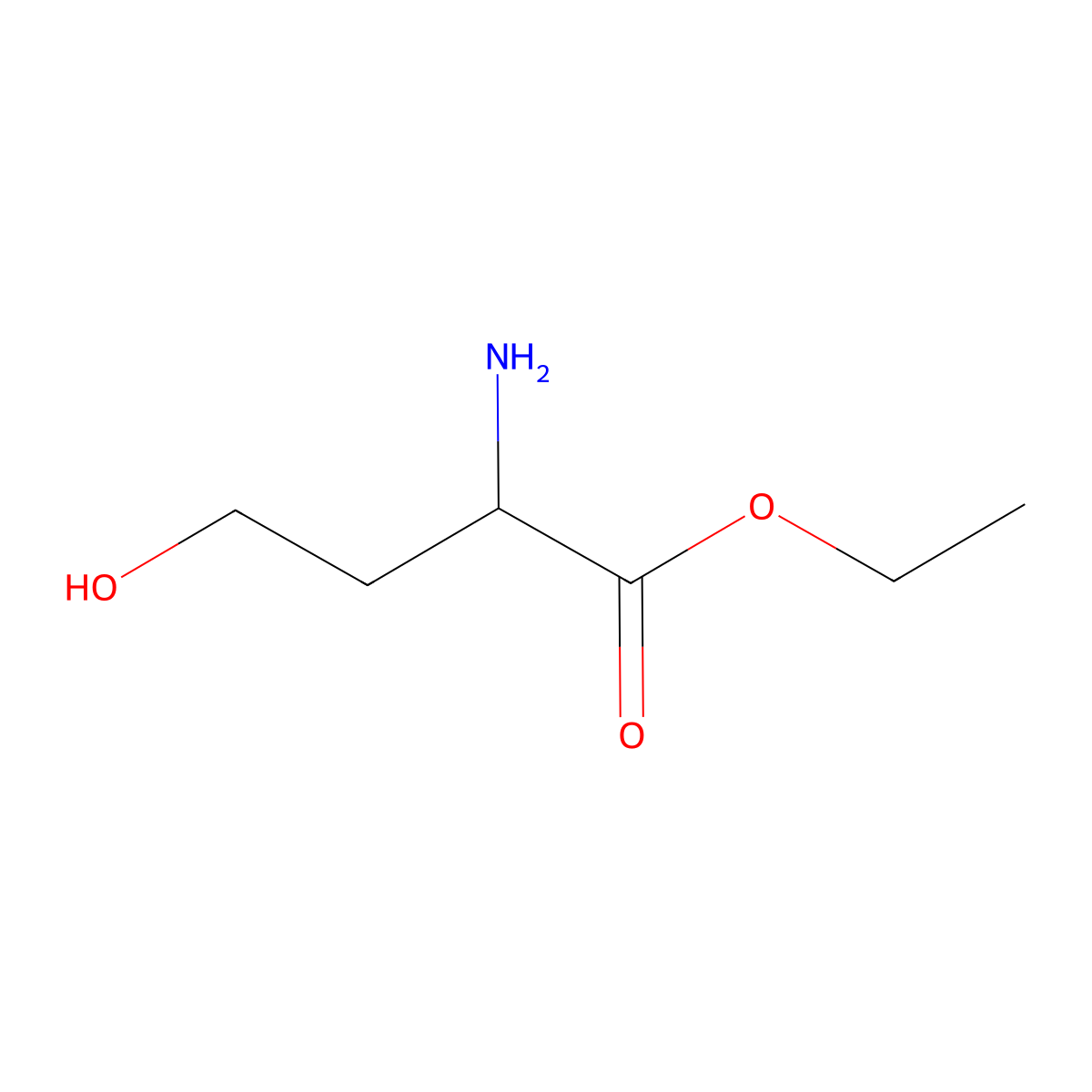 Ethyl 2-amino-4-hydroxybutanoate molecular structure, CAS 764724-38-1
