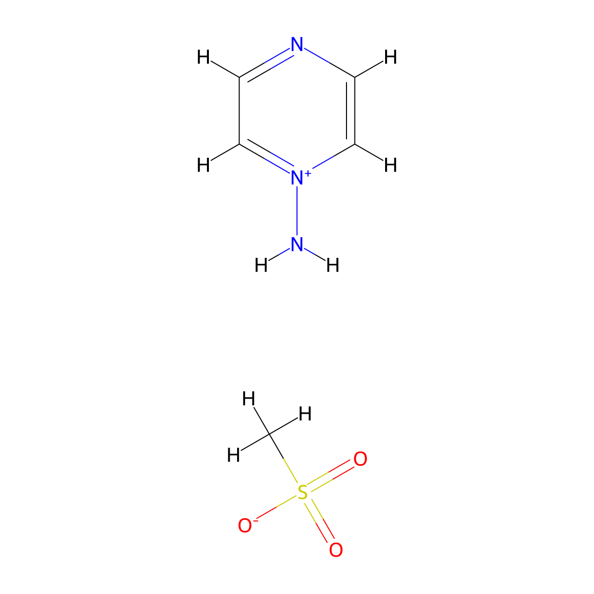 1-Aminopyrazin-1-ium methanesulfonate molecular structure, CAS 76473-18-2