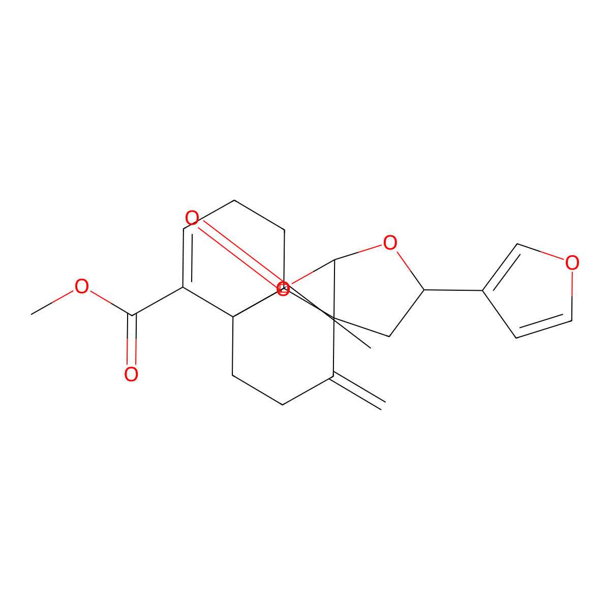 Methyl 6-(furan-3-yl)-16-methylidene-2-oxo-3,5-dioxatetracyclo[6.5.3.01,9.04,8]hexadec-12-ene-13-carboxylate molecular structure, CAS 76475-17-7