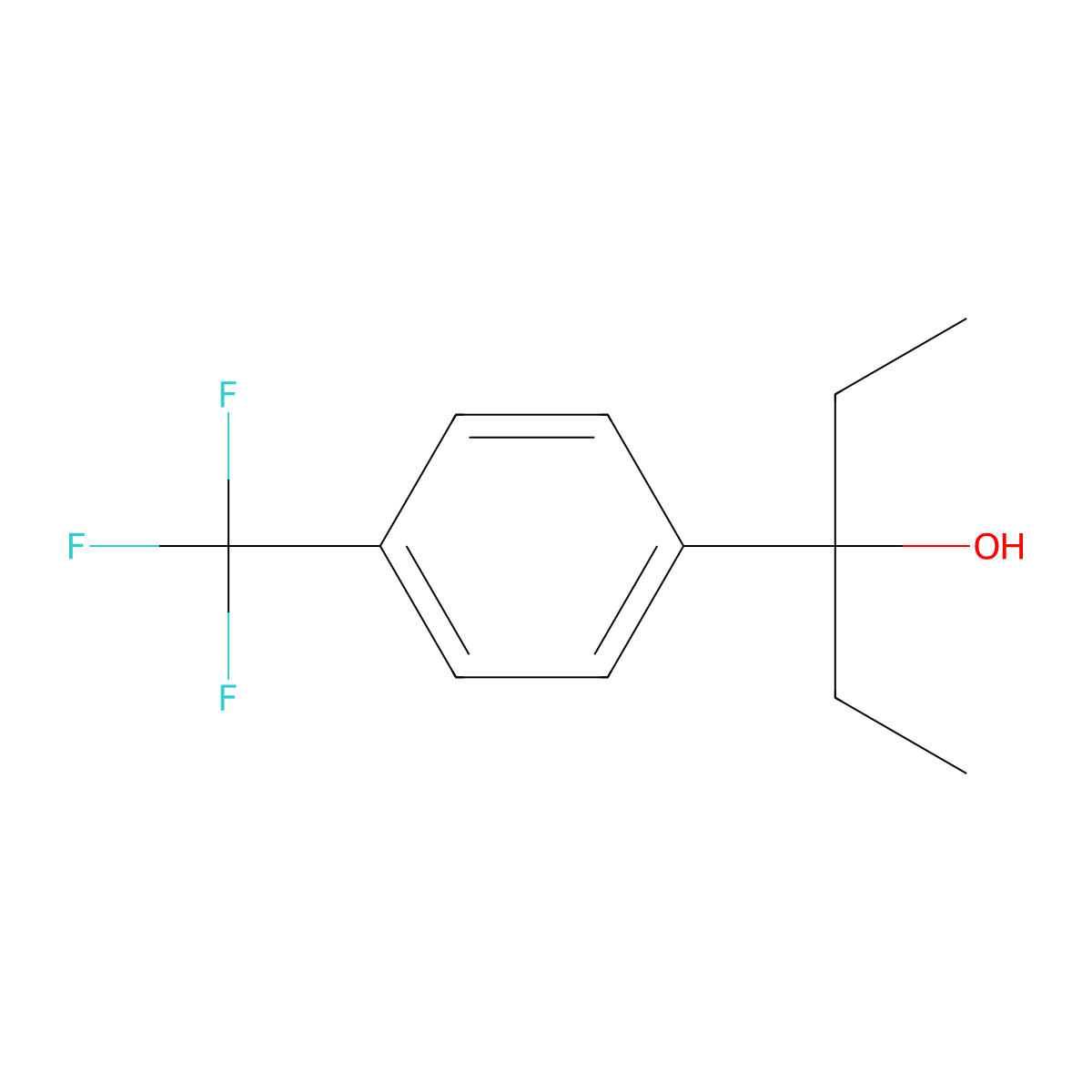 Benzenemethanol, alpha,alpha-diethyl-4-(trifluoromethyl)- molecular structure, CAS 76481-41-9