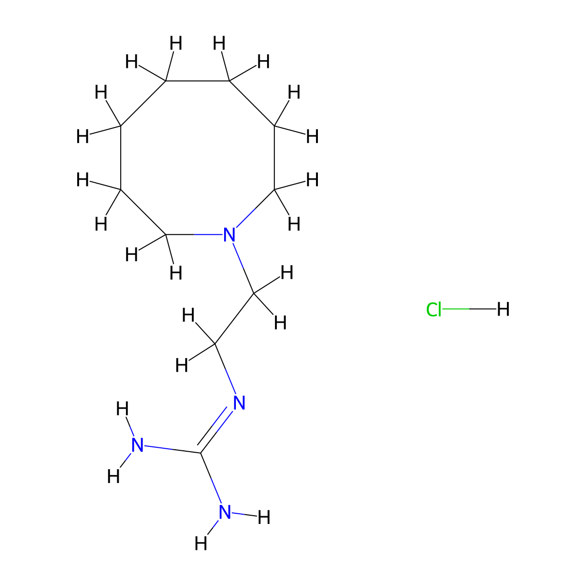 Guanidine, (2-(hexahydro-1(2H)-azocinyl)ethyl)-, monohydrochloride molecular structure, CAS 76487-49-5