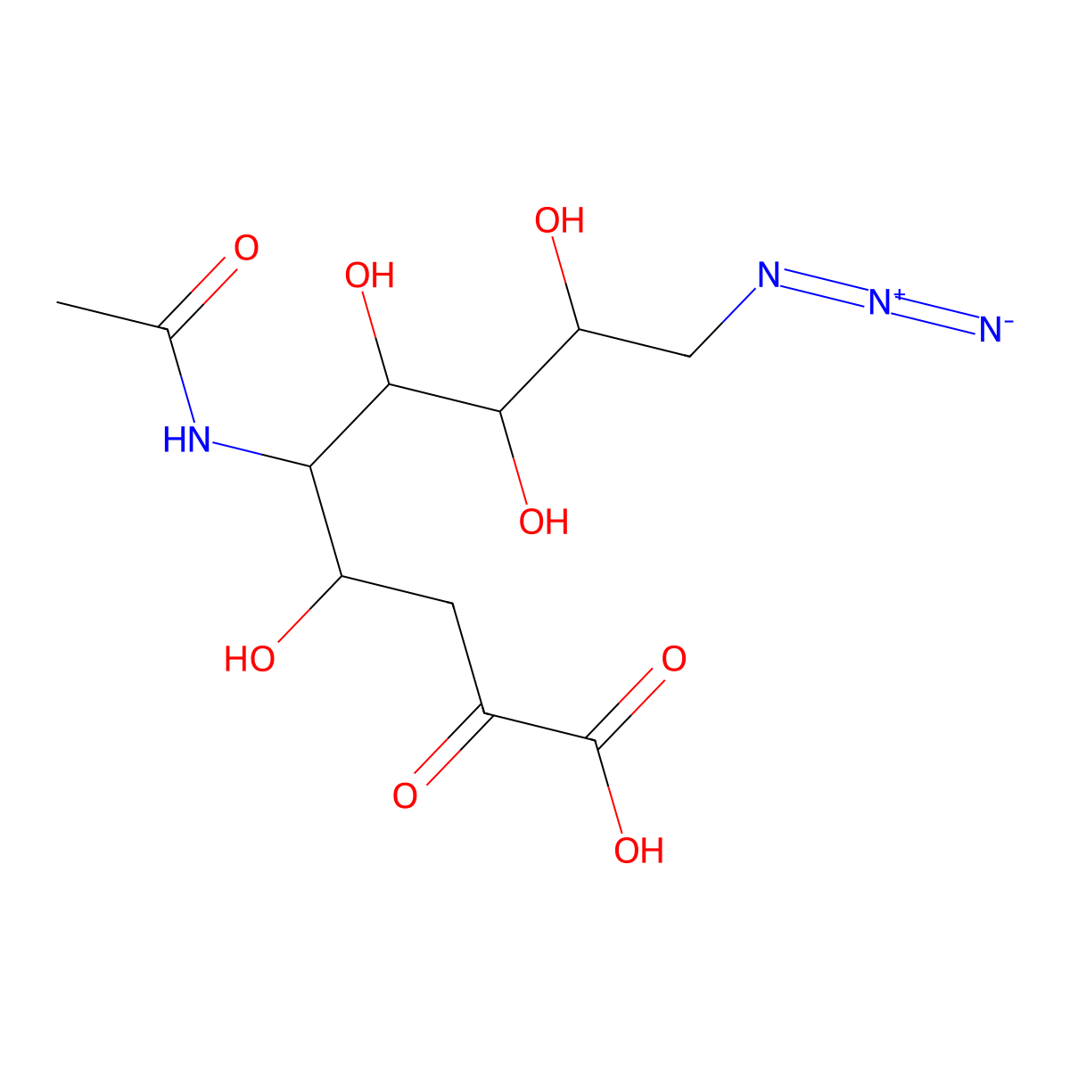5-Acetamido-9-azido-3,5,9-trideoxyglycerogalacto-2-nonulosonic acid molecular structure, CAS 76487-51-9