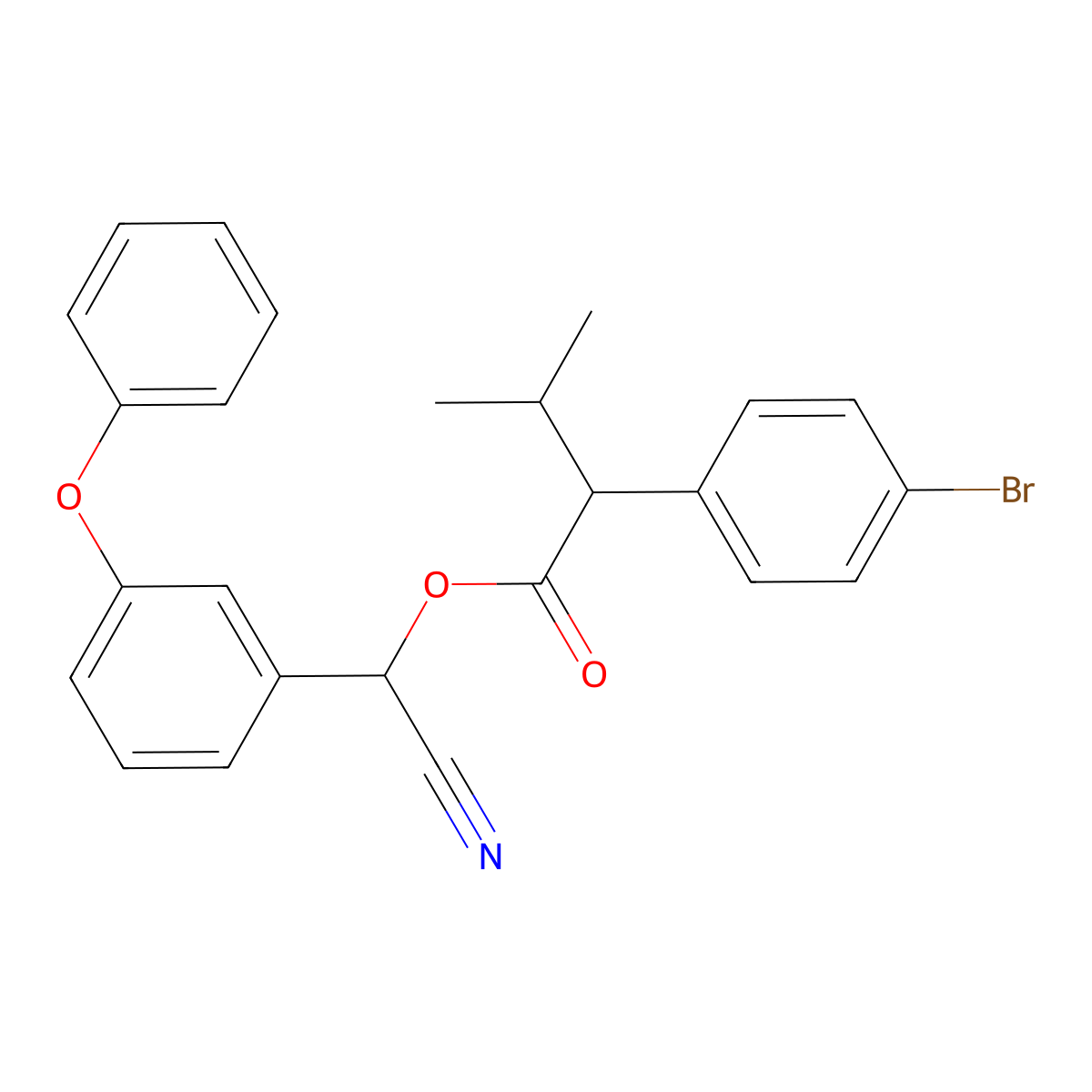 Benzeneacetic acid, 4-bromo-alpha-(1-methylethyl)-, cyano(3-phenoxyphenyl)methyl ester molecular structure, CAS 76489-33-3
