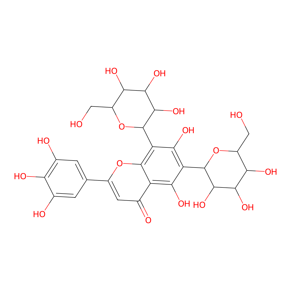 6,8-Di-C-glucopyranosyltricetin molecular structure, CAS 76491-11-7