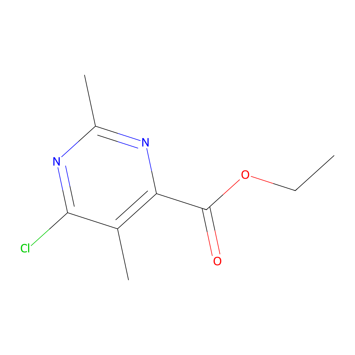 6-Chloro-2,5-dimethyl-pyrimidine-4-carboxylic acid ethyl ester molecular structure, CAS 76498-32-3