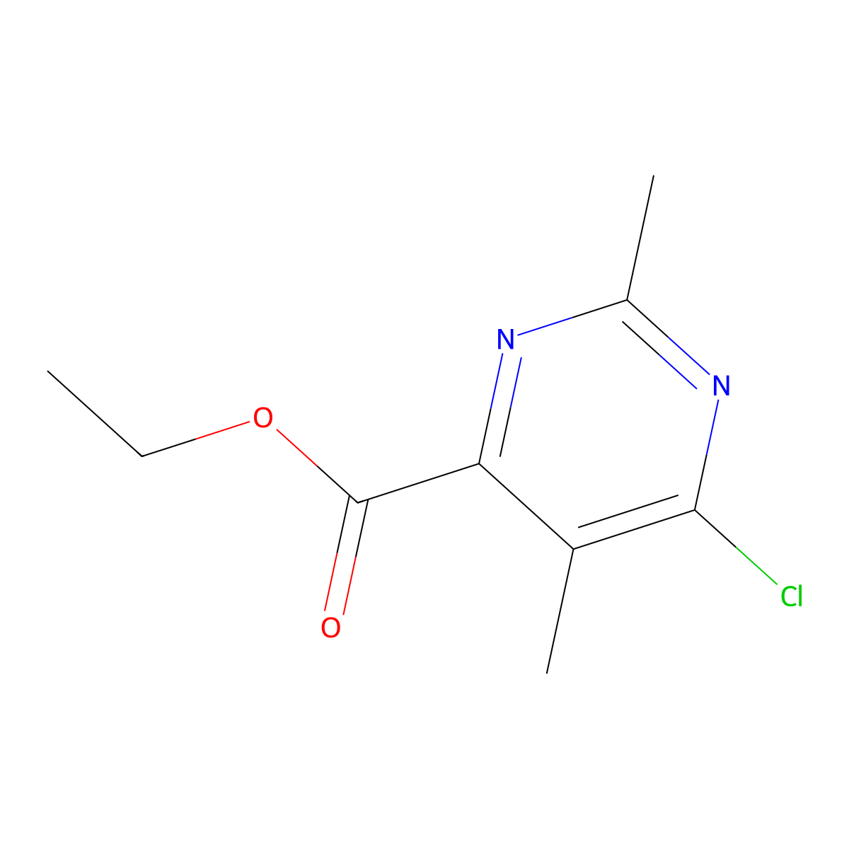 6-Chloro-2,5-dimethyl-pyrimidine-4-carboxylic acid ethyl ester molecular structure, CAS 76498-32-3