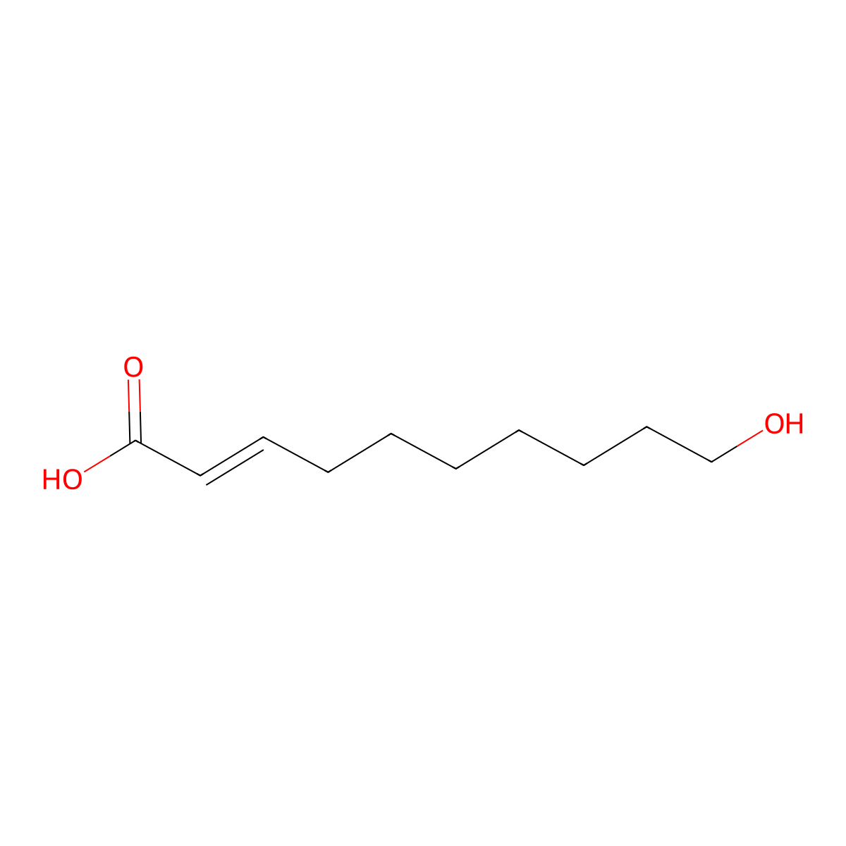 10-Hydroxy-2-decenoic acid molecular structure, CAS 765-01-5