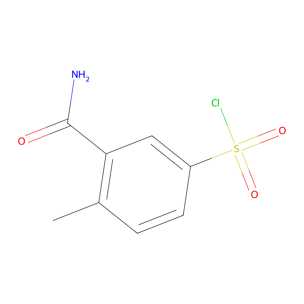 3-Carbamoyl-4-methylbenzene-1-sulfonyl chloride molecular structure, CAS 76503-37-2
