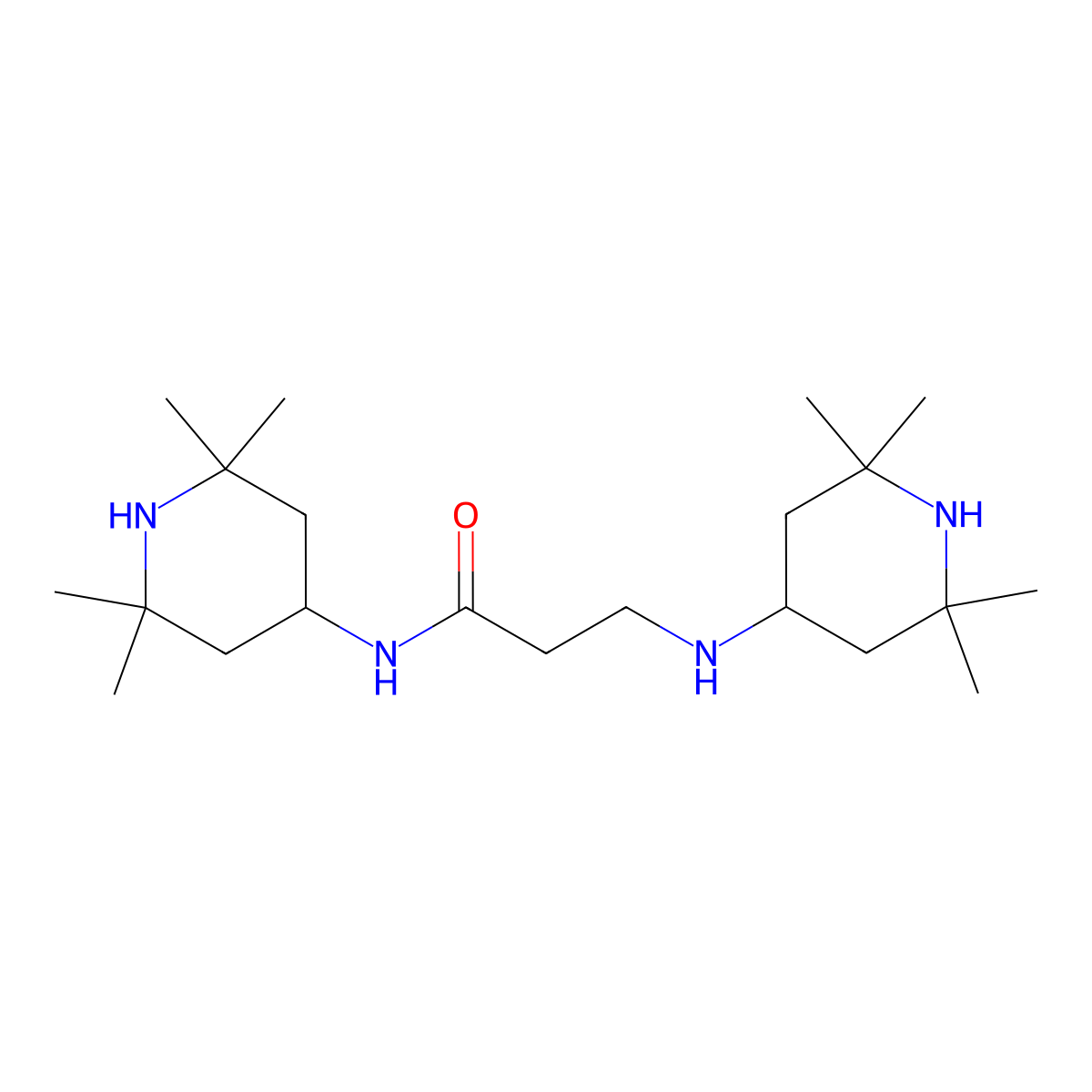 N-(2,2,6,6-Tetramethyl-4-piperidinyl)-3-((2,2,6,6-tetramethyl-4-piperidinyl)amino)propanamide molecular structure, CAS 76505-58-3